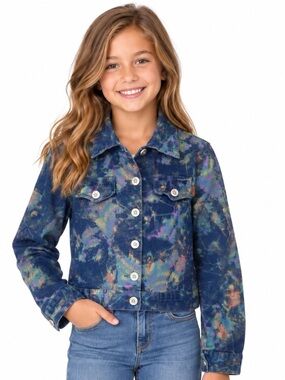 Grace in LA Denim Jacket Artsy Colorful Shimmery Youth XL Made in USA
